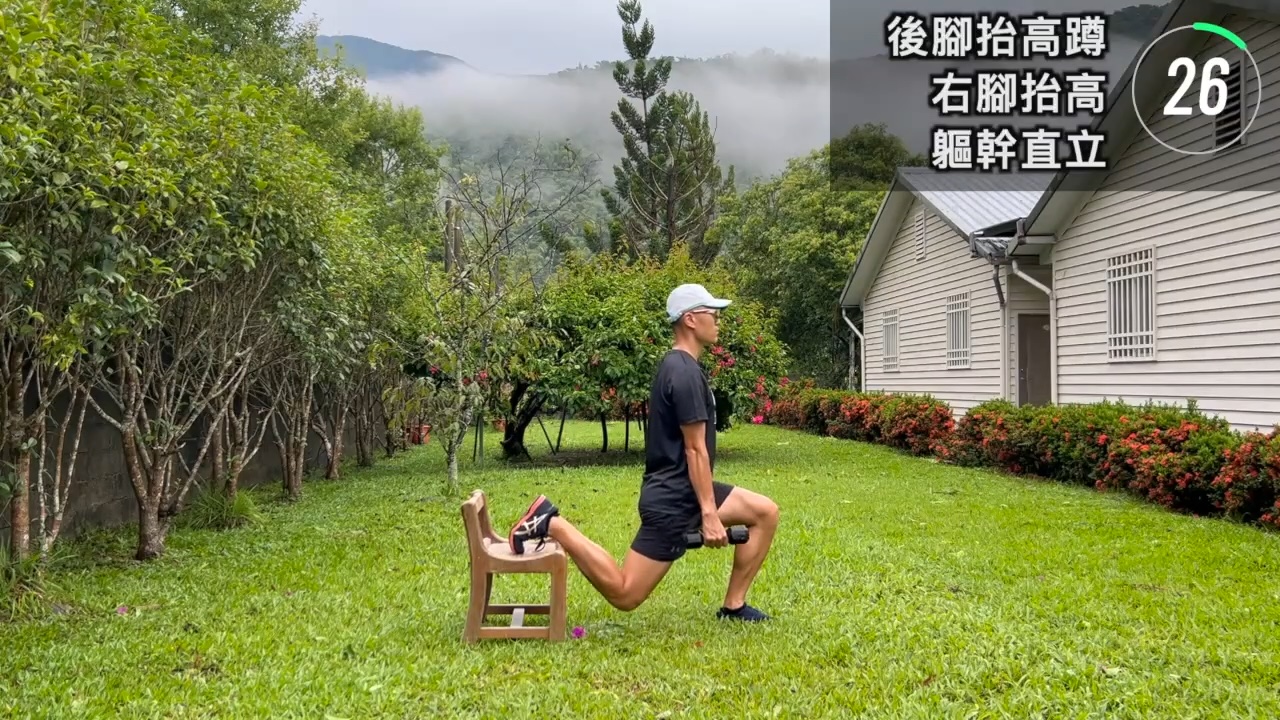 負重後腳跆高蹲-軀幹直立 × 4