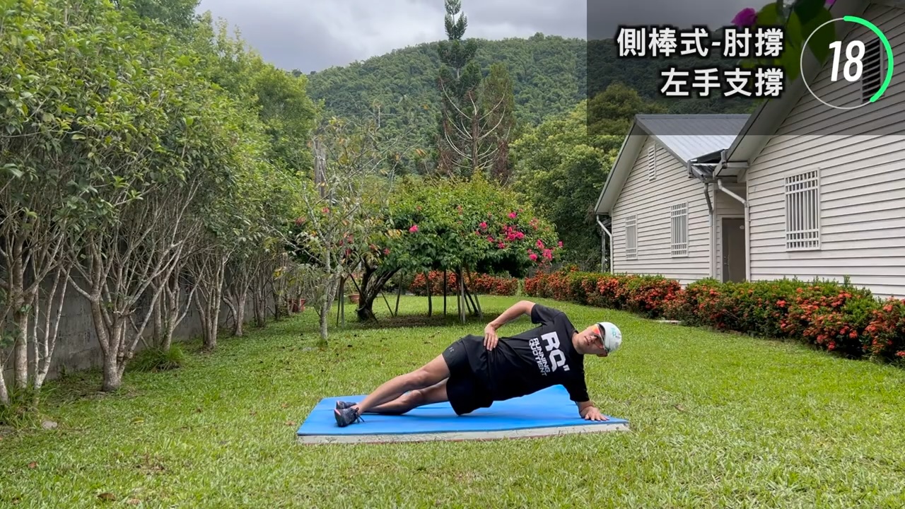 側棒式-肘撐-雙腳打開 × 6